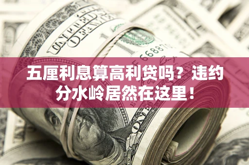 武汉五厘利息算高利贷吗？违约分水岭居然在这里！